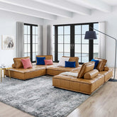 Saunter Tufted Vegan Leather Vegan Leather 5-Piece Sectional Sofa Modway Model: eei-5211